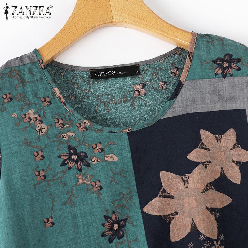 ZANZEA Женские повседневные майки без рукавов с круглым вырезом и принтом