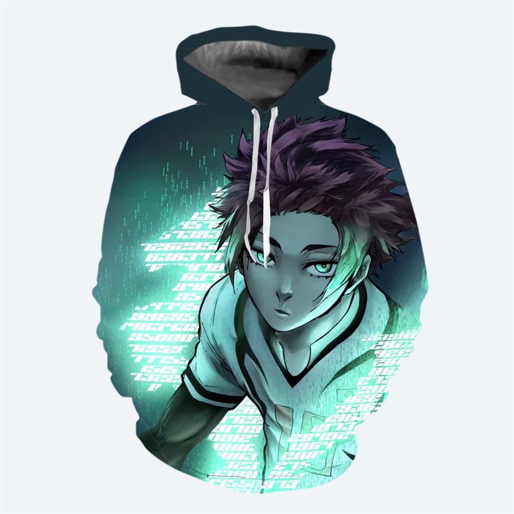 Аниме синяя толстовка с капюшоном, мужская толстовка с капюшоном, 3D-печать, модный аниме-пуловер, повседневная толстовка, зимняя аниме-одежда
