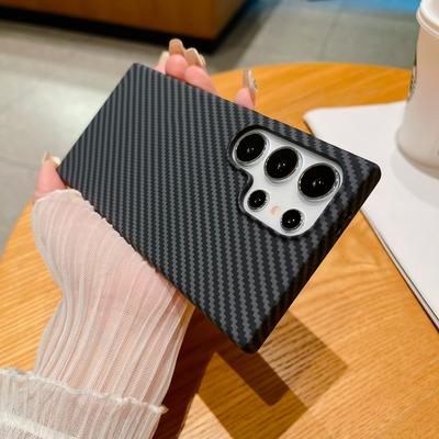 Ультратонкий текстурированный чехол из углеродного волокна для Samsung Galaxy S24 S23 S22 Note 10 Plus Note 20 Ультраударопрочный жесткий чехол на заднюю панель