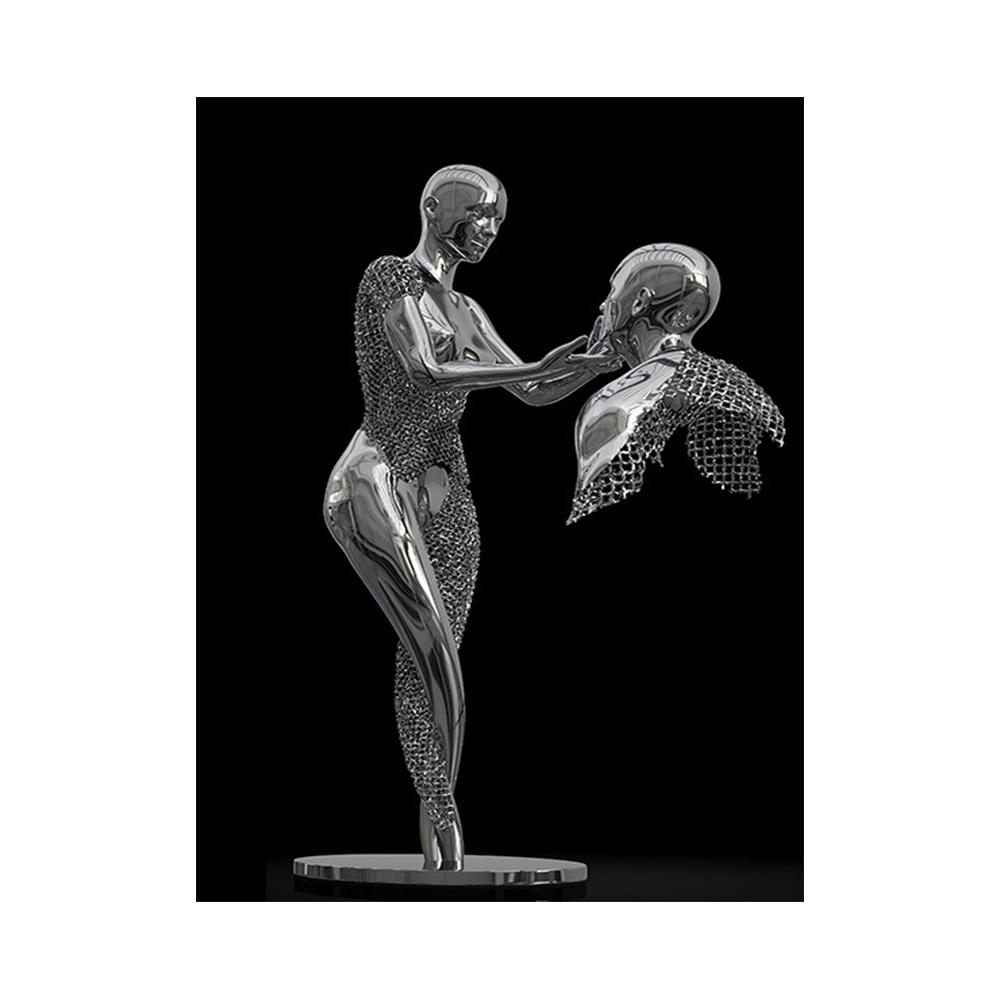 Абстрактная металлическая фигура, скульптура, настенный художественный постер, современный минималистский поцелуй, статуя, фреска, украшение комнаты, холст, живопись, Куадрос