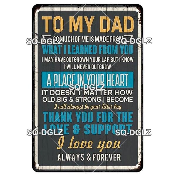 SQ-DGLZ Vintage To My DAD Word Metal Sign Plate Tin Sign Plate Home Bar Door Wall Decor Sticker Decoration Plaque Poster