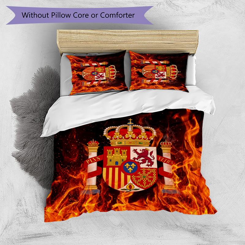 Spain football Printed Bedding 3 Piece Set Cozy Breathable Bed Cover Set as Housewarming Holiday Gift