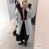[Розовый Океан] Женское шерстяное пальто средней длины в корейском стиле с шалью - Осенне-зимнее, стройнящий дизайн