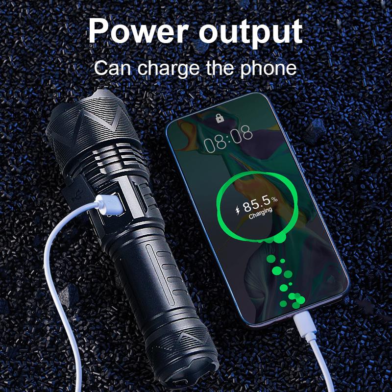 Мощный фонарик, супер яркий фонарик XHP70, масштабируемый фонарик, уличный фонарь для кемпинга