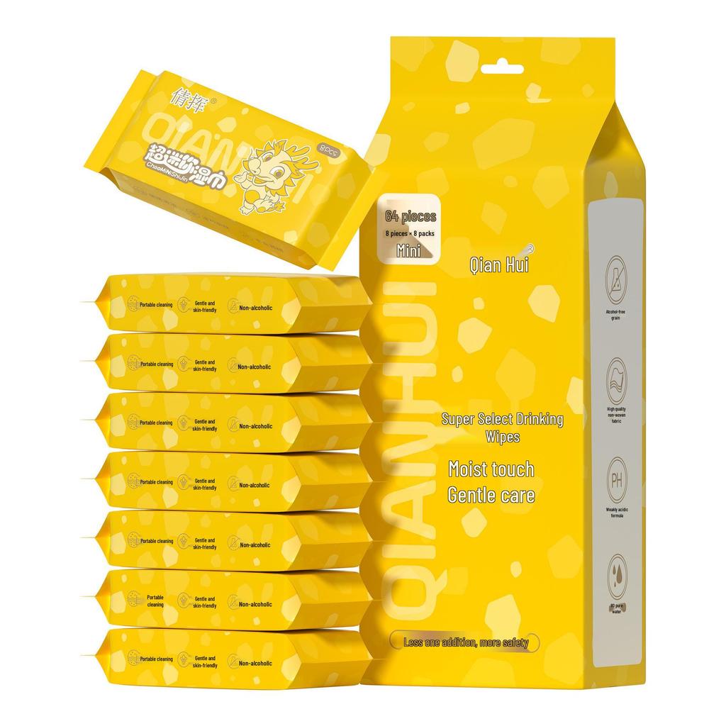 Portable Mini Wipes: Hand & Mouth Cleaning, Stain Removal, Disposable for Students & Children