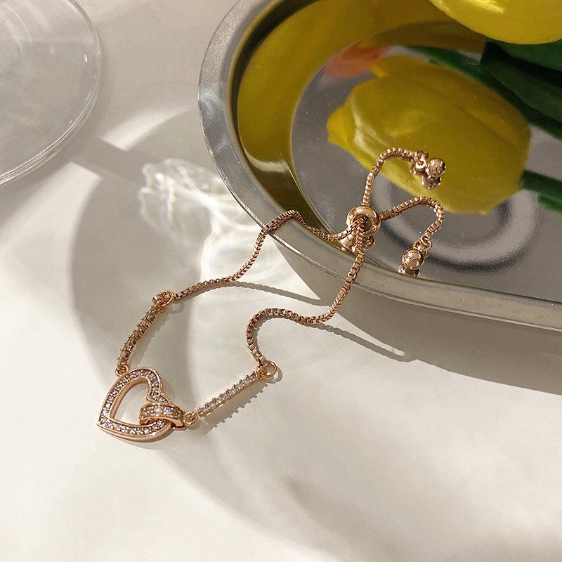 Элегантный, не тускнеющий браслет-сердце с микропаве для женщин - Высококлассные минималистичные украшения для рук, идеально подходящие для лучших подруг