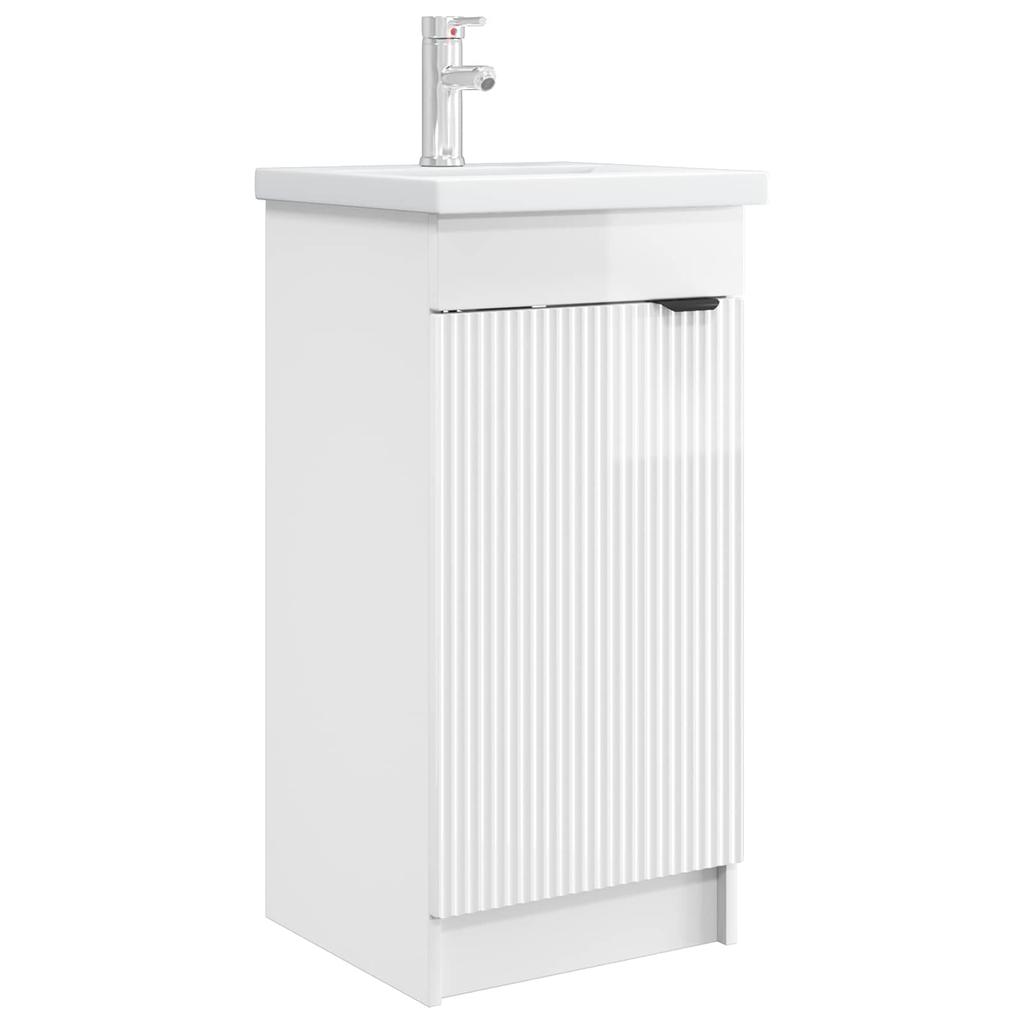 Bathroom Cabinet with Wash Basin Glossy White