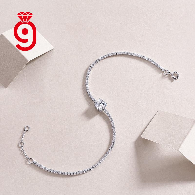 1 Carat Moissanite Diamond S925 Sterling Silver Luxury Wedding Celebration Exquisite Bracelet Jewelry Gifts Women's Bracelet