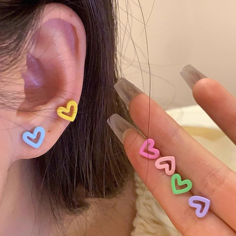 6 пар серег с дофамином, красочные серьги-сердечки для женщин, девушек, милые универсальные серьги, ювелирные аксессуары, подарки