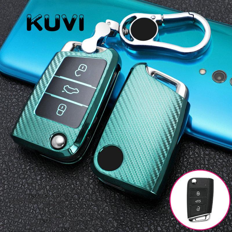 Чехол для ключей из ТПУ из углеродного волокна для VW Volkswagen Golf 7 MK7 Tiguan MK2 для SEAT Ateca Leon FR 2 Ibiza для Skoda Octavia A7