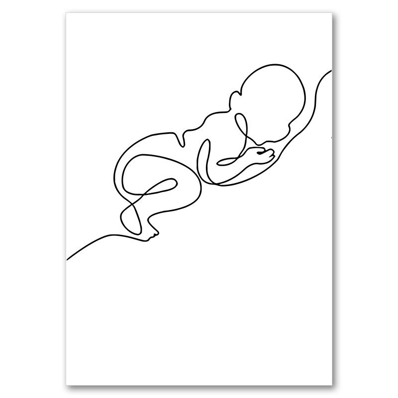 Abstract Line Mom Baby Hand Heart Minimalist Wall Art Canvas Painting Nordic Posters And Prints Wall Pictures Kids Room Decor