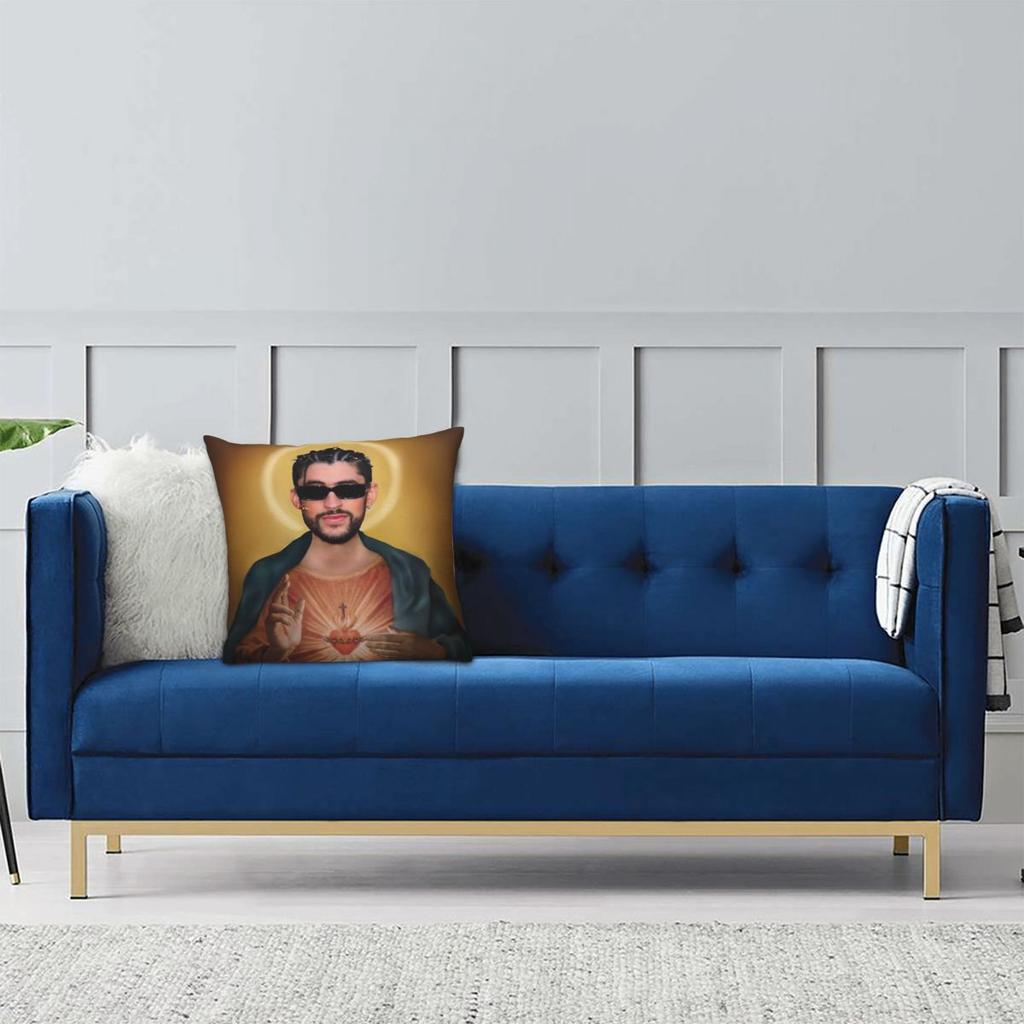 Saint Bad Bunny Pillowcase Soft Polyester Cushion Cover Decor Pillow Case Cover Home Drop Shipping 45X45cm