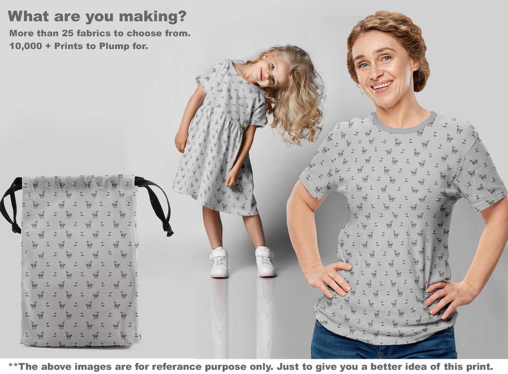 oneOone Cotton Flex Light Gray Fabric Animal  Dress Material Fabric Print Fabric By The Yard 40 Inch