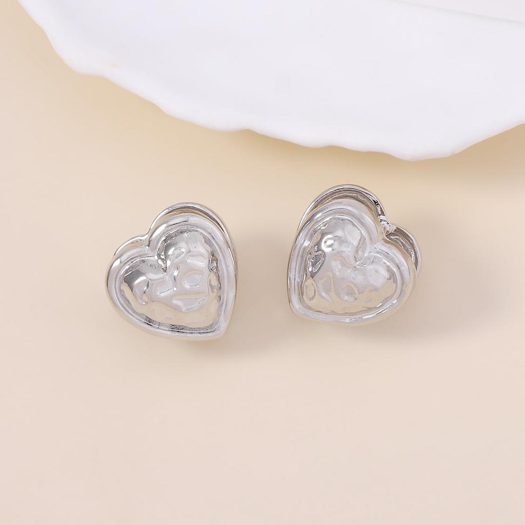 Хип-хоп панк стиль ретро двусторонний трехмерный текстура молотка любовь персиковое сердце серьга-гвоздик нишевый простой и универсальный