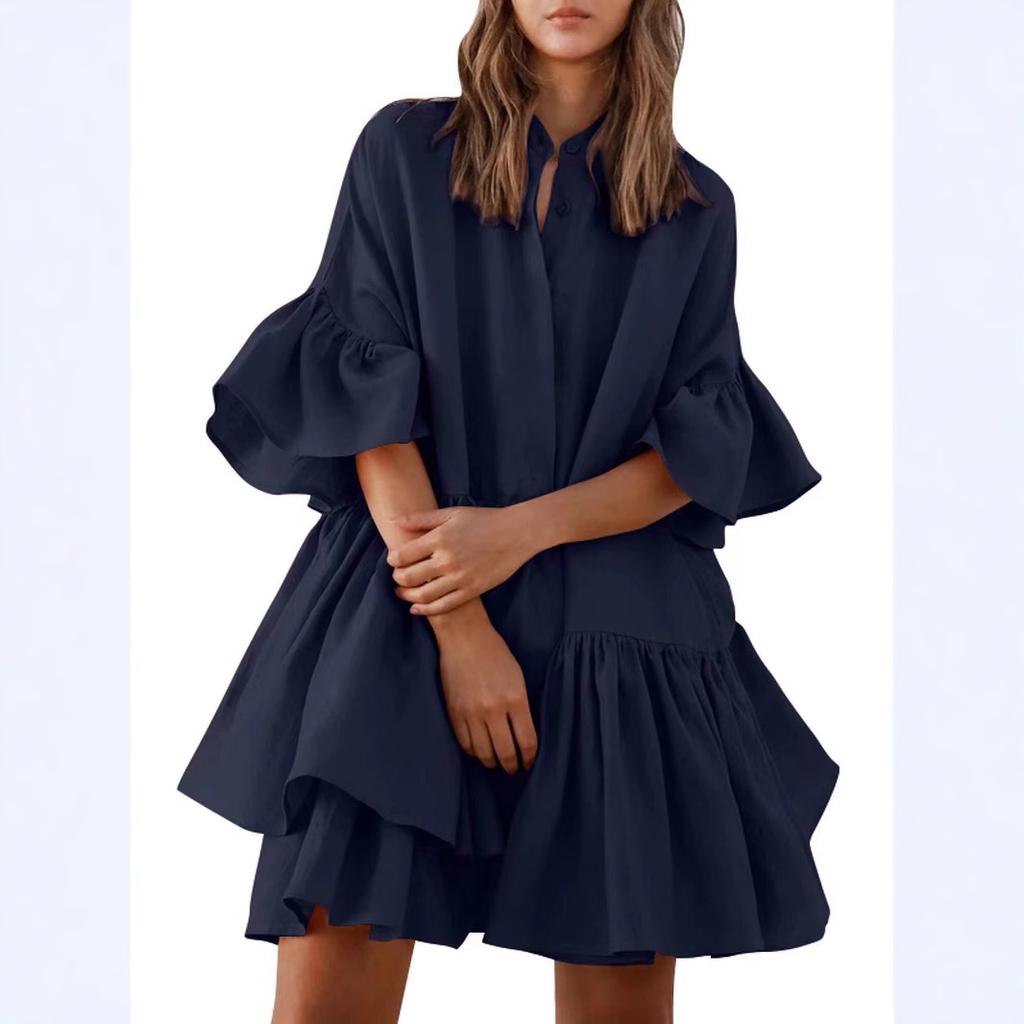 Летний однотонный сарафан, сексуальный, с завязками спереди, эластичной талией, многослойными оборками, цветочным узором и длинными рукавами, свободное платье