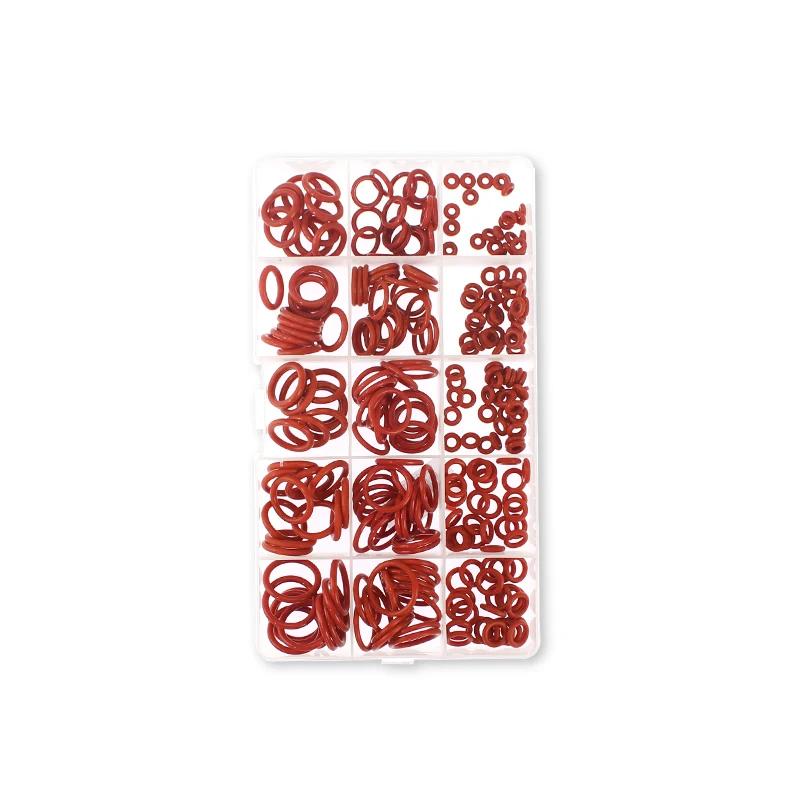 225 шт. резиновых колец красного цвета силикона уплотнительное кольцо уплотнительное силиконовое резиновое маслостойкое уплотнительное кольцо шайба набор прокладок коробка