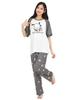 Pochacco Covered Powder Short Long Top and Bottom Room Loungewear X [SAZAC] Pajamas, Stretch, Women's, Sleeves, Pants, Set, Wear, (Gray