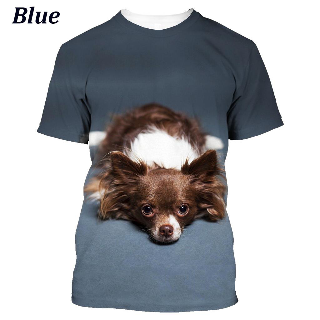 Летняя мода 3d мужская и женская футболка с изображением собаки чихуахуа, милый топ с короткими рукавами