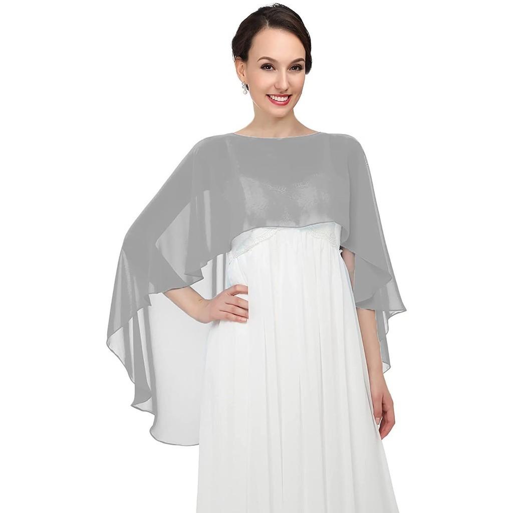 Solid Color Chiffon Shawl Elegant Thin Breathable Dress Shawl Leisure Style Sunscreen Pullover Shawl For Women