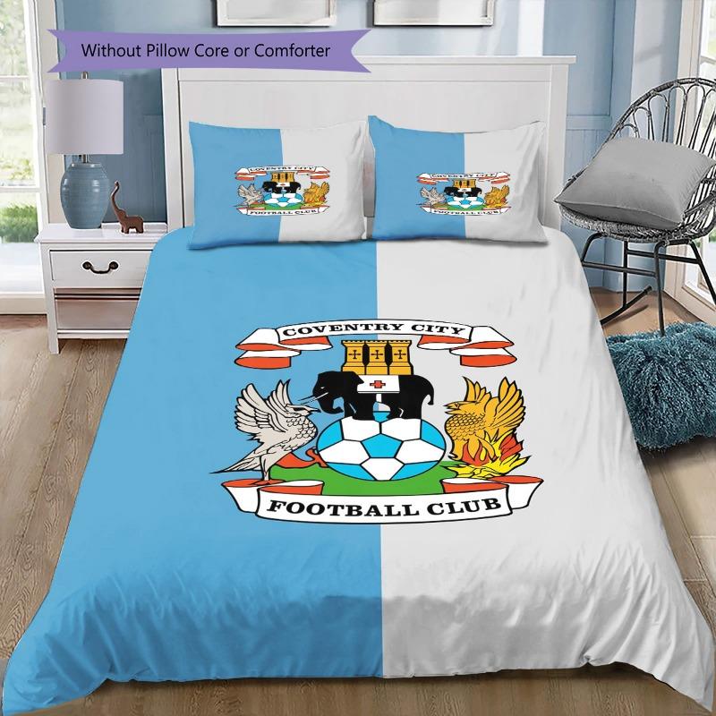 Coventry City Football Club Crest Print 3‑Pieces Duvet Cover Set Soccer Bedding Without Pillow Core or Comforter