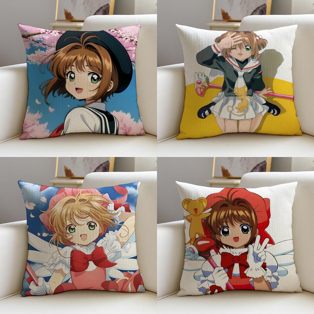 Magical CCardcaptor SakuraS Cushion Cover Breathable and skinfriendly linen pillowcase square removable and washable cushion