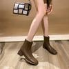 Французский британский стиль толстый каблук короткие женские ботинки новая осенне-зимняя мода ретро универсальные тонкий высокий каблук короткие ботинки женские