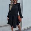Temperament and Elegance Outer Wear Fashion Women's Long Sleeve Black Loose Dresses