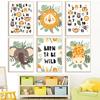 Nursery Number Alphabet Wall Art Lion Giraffe Elephant Posters And Prints Cartoon Leaves Canvas Painting Picture Kids Room Decor