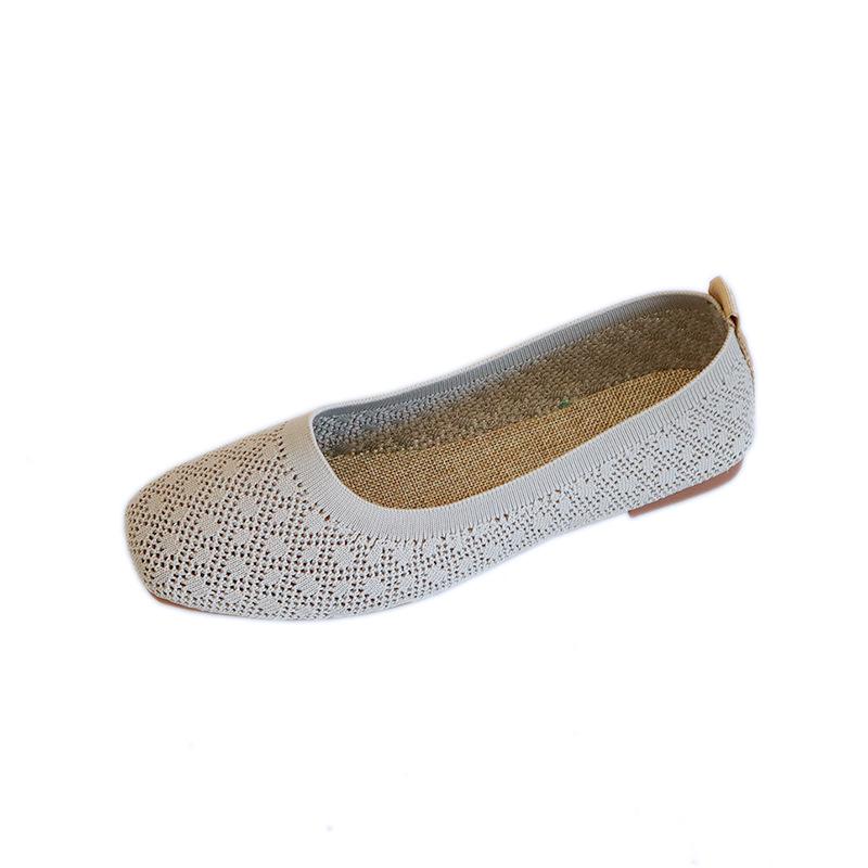 Fashion Stretch Knit Fabric Shoes Hollow Fabric Ballet Flats Patchwork New Women Flat Heel Anti Skid Breathable Loafer Femalety76