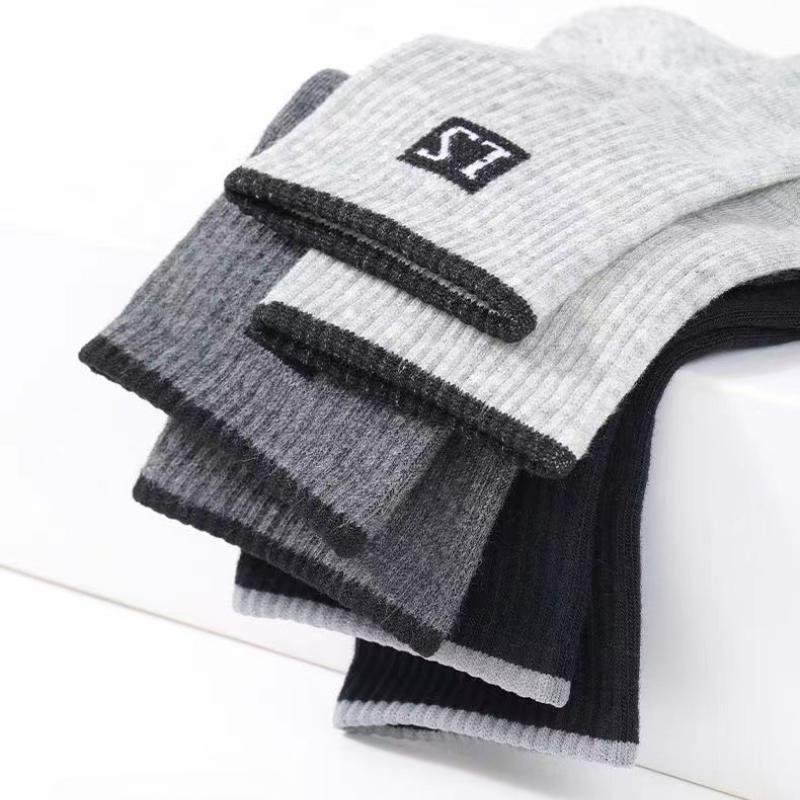 10 пар мужских носков с буквенным принтом, осенне-зимние весенние носки, спортивные носки средней длины, лот