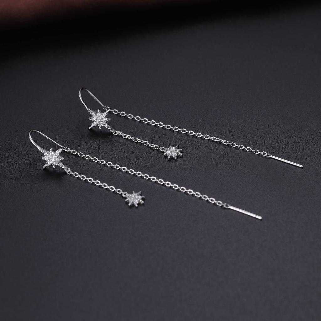 Серьги-звезды SLUYNZ из стерлингового серебра 925 пробы с подвеской на цепочке для женщин, подростков, девочек, длинные серьги-кисточки