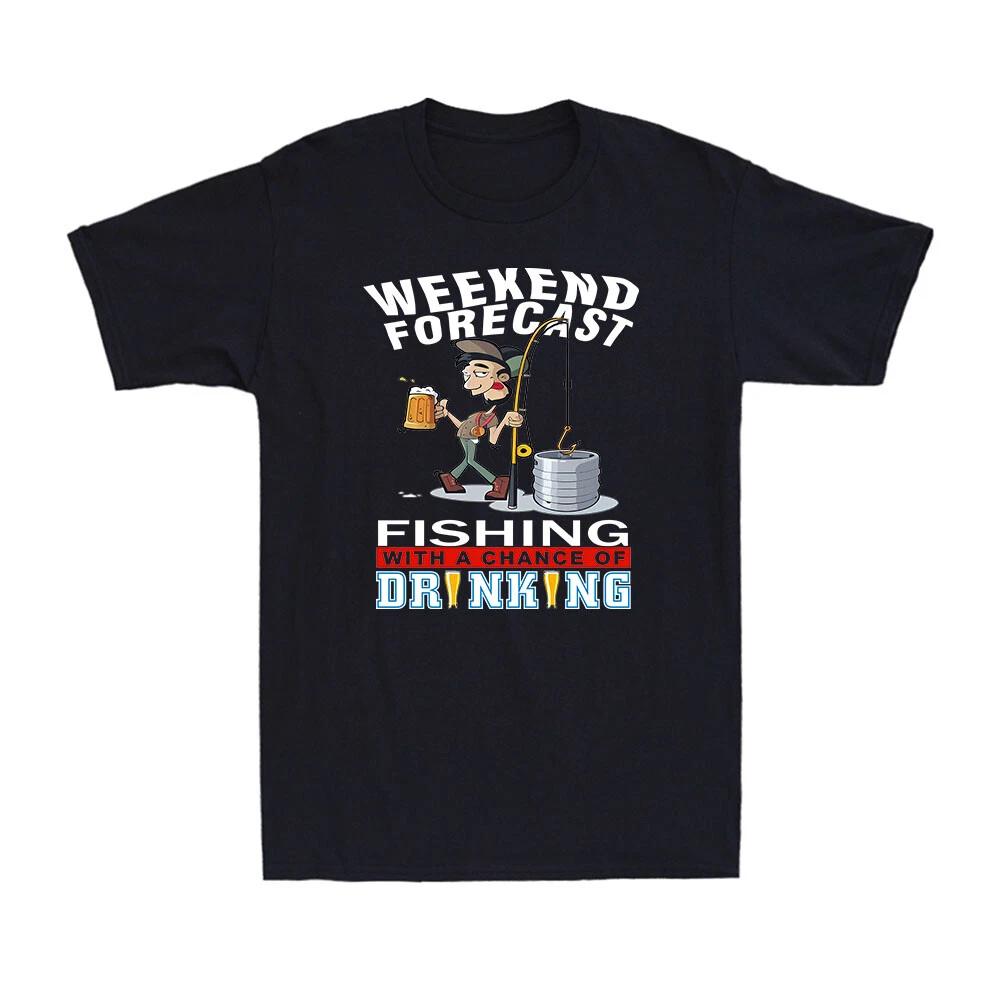 Fishing Weekend Forecast Funny Fisherman Cozy Drinking Men's Cotton T-Shirt