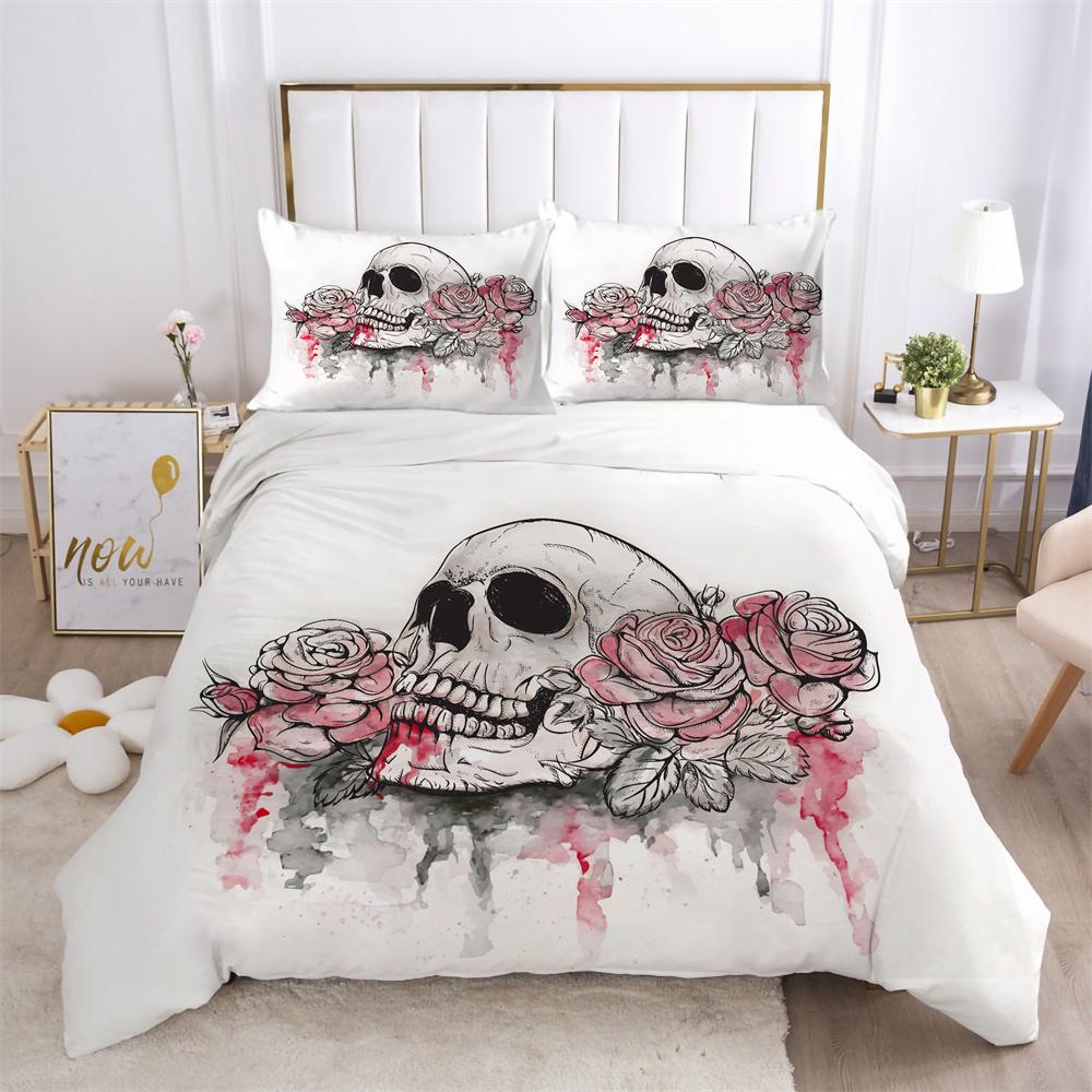 3D Skull Printing Bed Cover King Size Polyester Bed Clothes Design Soft High Ranking Home Bedclothes