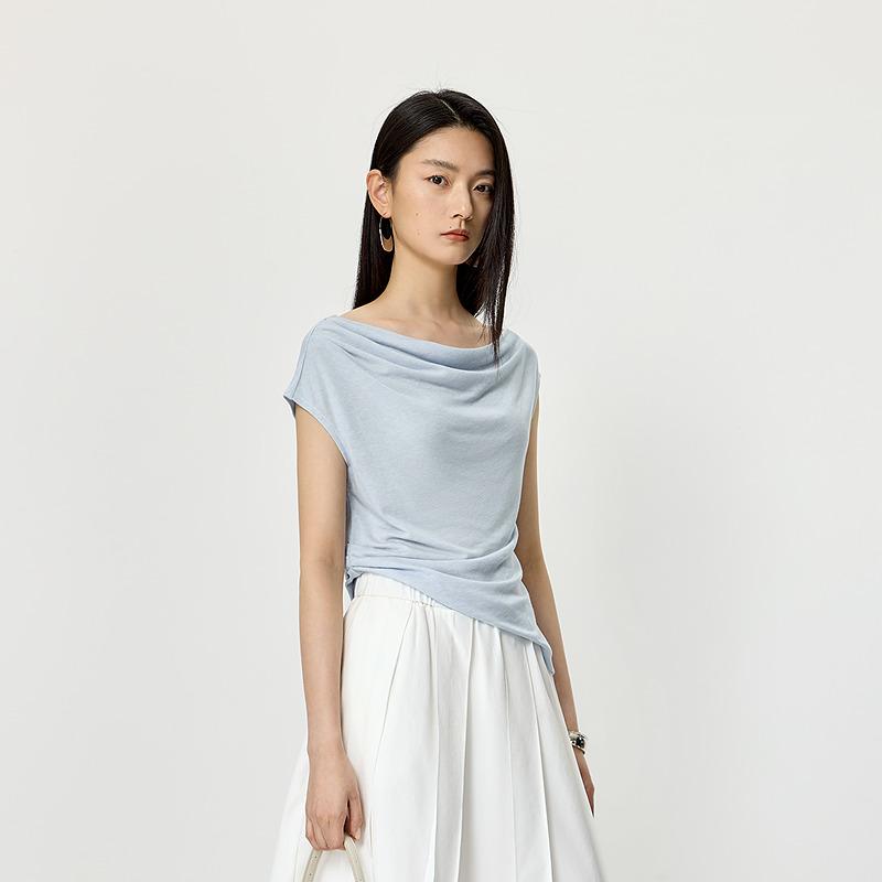 LILY minimalist floral collar T-shirt top