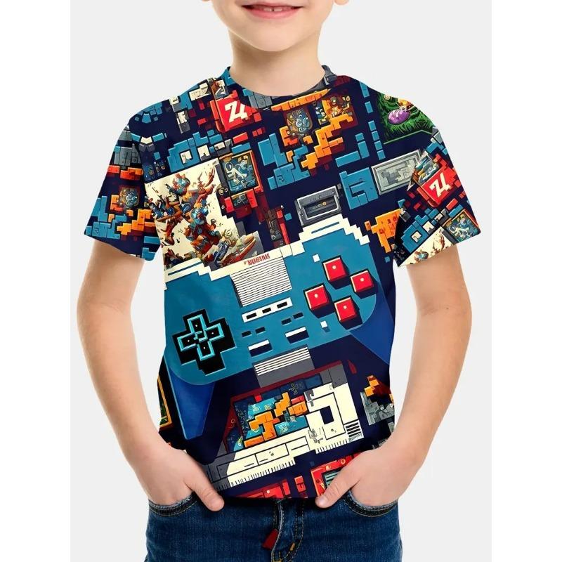 Детская футболка с 3D-принтом, футболка с короткими рукавами для мальчиков, детская летняя одежда с рисунком аниме, футболка с круглым вырезом