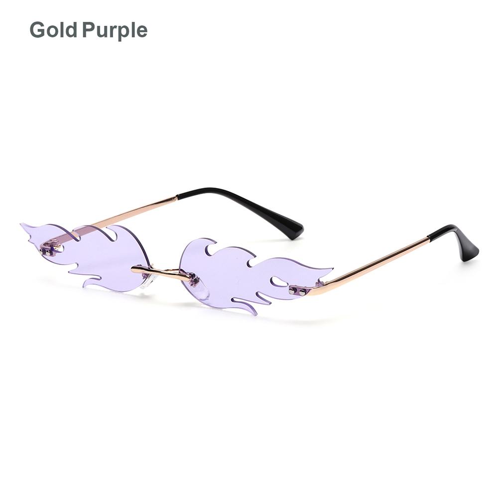 Streetwear Trending Eyewear Fire Flame Rimless Wave Sun Glasses Fashion Sunglasses