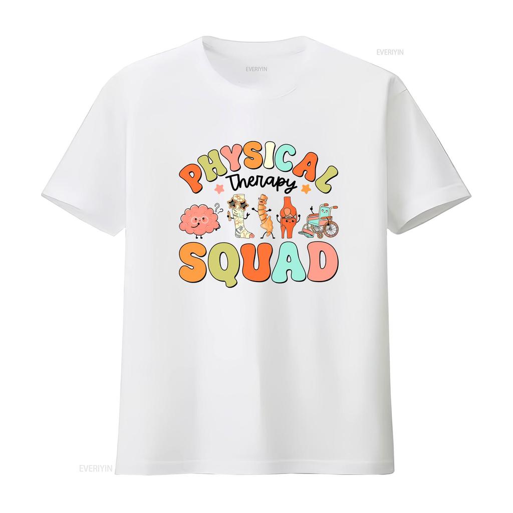 Groovy Retro Physical Squad Cute Cartoon Pt Medical Print Casual T Shirt Vintage Washed Designer Clothes Slightly Versatile