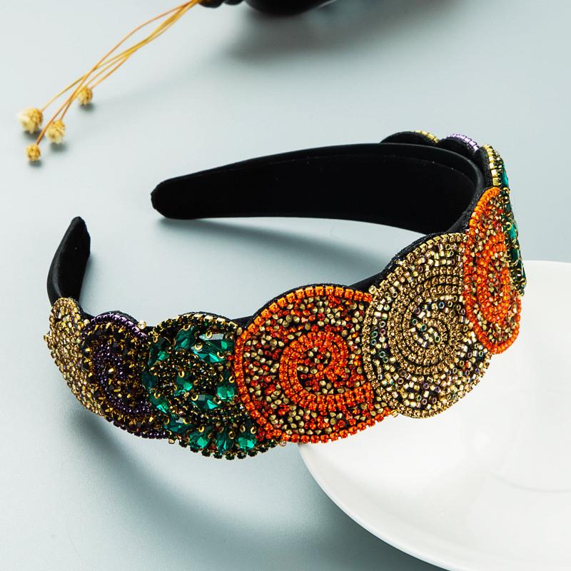 Красочные украшения для волос со стразами, вечерние аксессуары для волос, роскошная повязка на голову с широкими полями