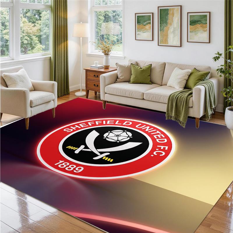 Sheffield United Football Design Crystal Velvet Rug Soft Decorative Mat for Bedroom Entrance