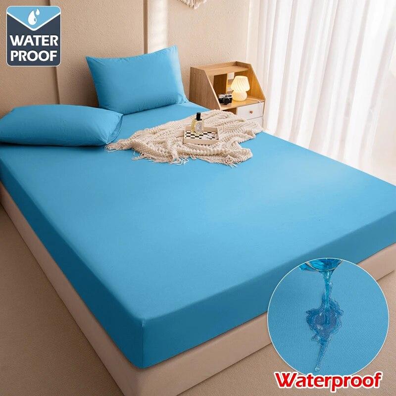Водонепроницаемый чехол на кровать, простыни с резинкой, противоскользящая регулируемая защита для матраса, двойная простыня 160/180x200