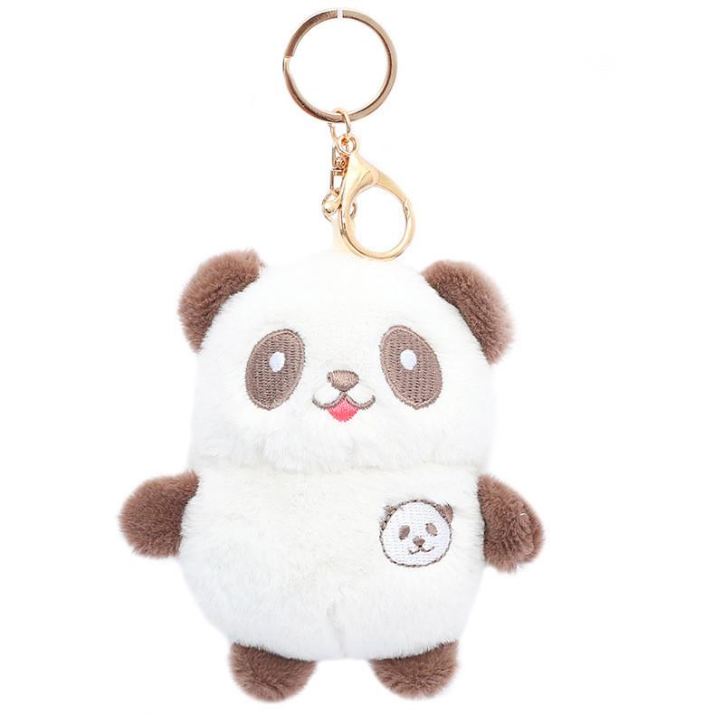 Cute Panda Plush Keychain Soft Snow Mink Fur Stuffed Animal Bag Charm
