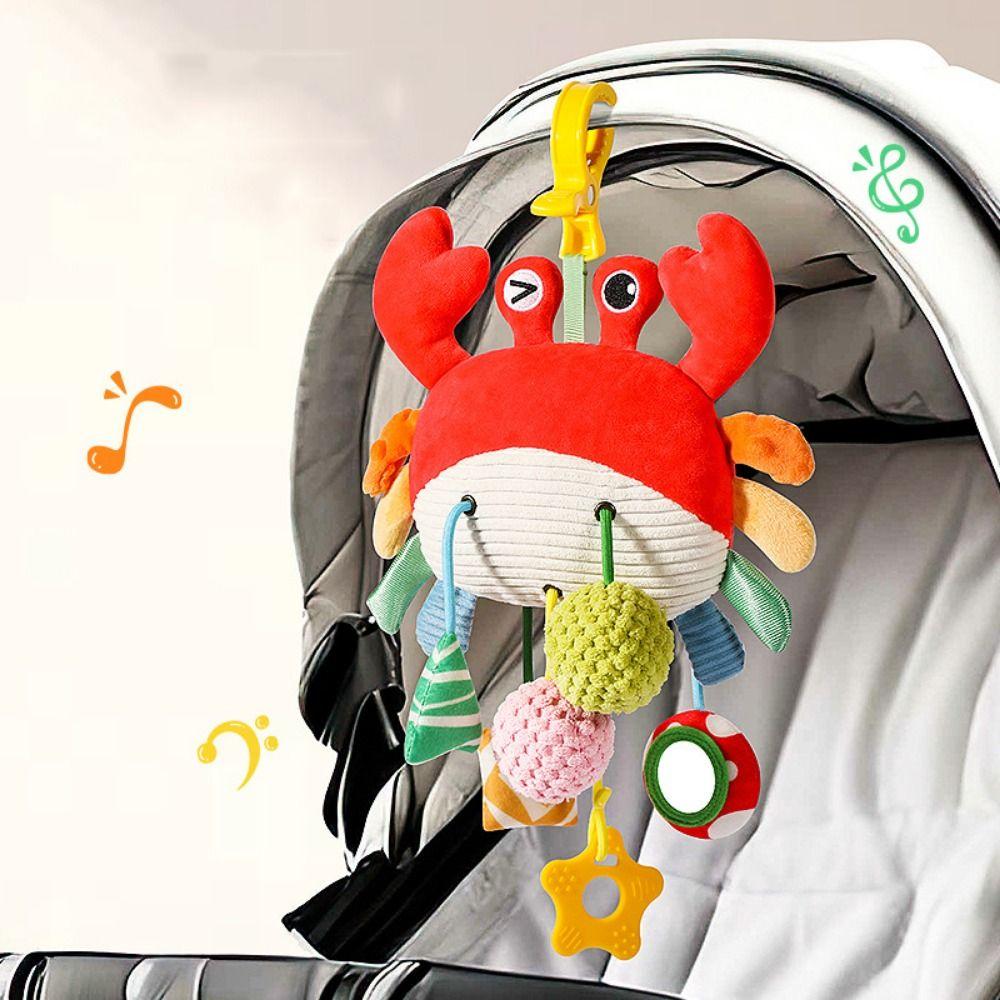 Distorting Mirror Plush Stuffed Sensory Toy with Clamp Stroller Hanging Ornaments 0-1 Years Old