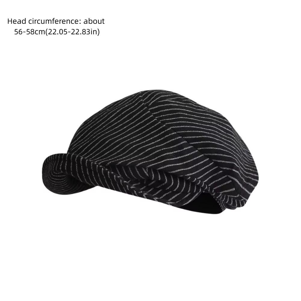 New Breathable Striped Berets Short Brim Adjustable Octagonal Hat Newsboy Cap Japanese Style