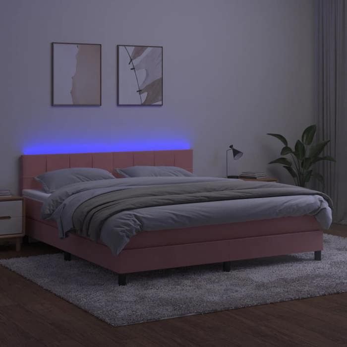 VidaXL Slat Bed Base with Mattress and LED, Upholstered Bed, Double Bed, Adult Bedroom Interior Bed, 3134416