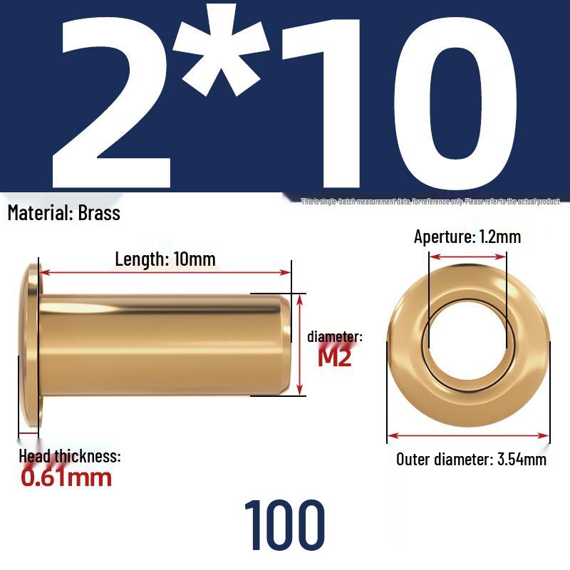 Pure Brass Hollow Rivets & Copper Eyelets Fasteners M1.3–M5
