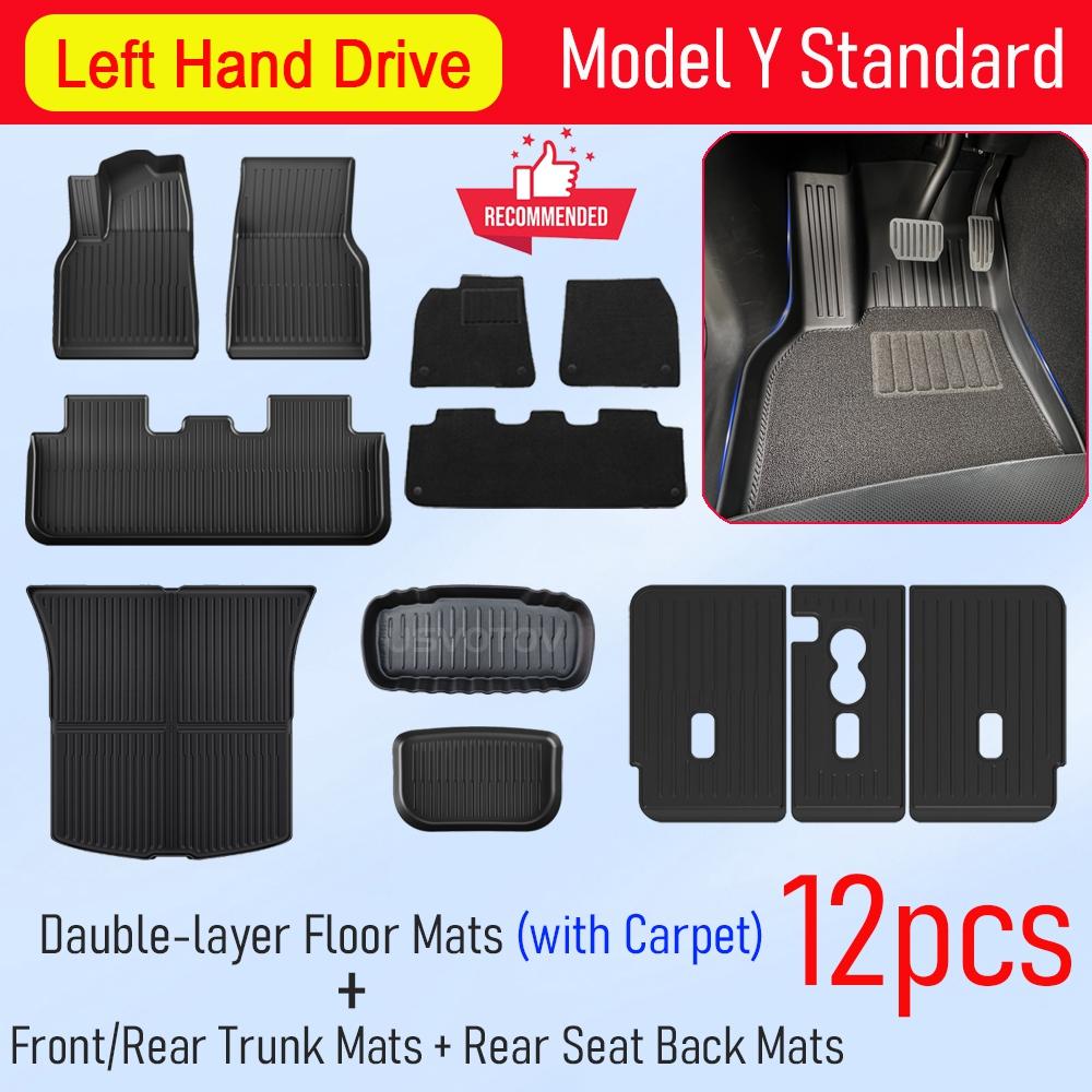 Floor Mats for Tesla Model Y Standard  2026 Trunk Mat Cargo Liner Backrest Mats Accessories [Not Fit Premium and Performance]
