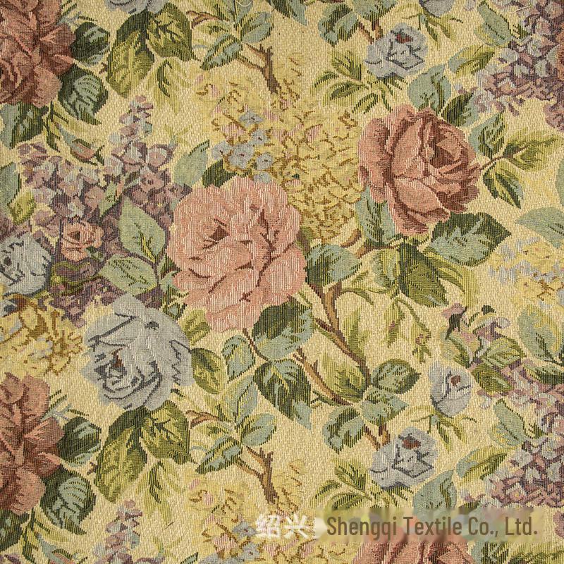 250G Ткань жаккардовая полиэстер-хлопок с цветочным узором в этническом стиле