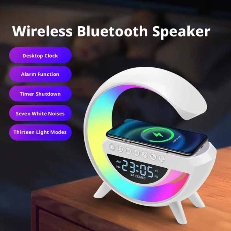 Bluetooth-динамик Беспроводное зарядное устройство Настольная лампа RGB Будильник Звуковая коробка Светодиодный Портативный Мини-динамик для вечеринок