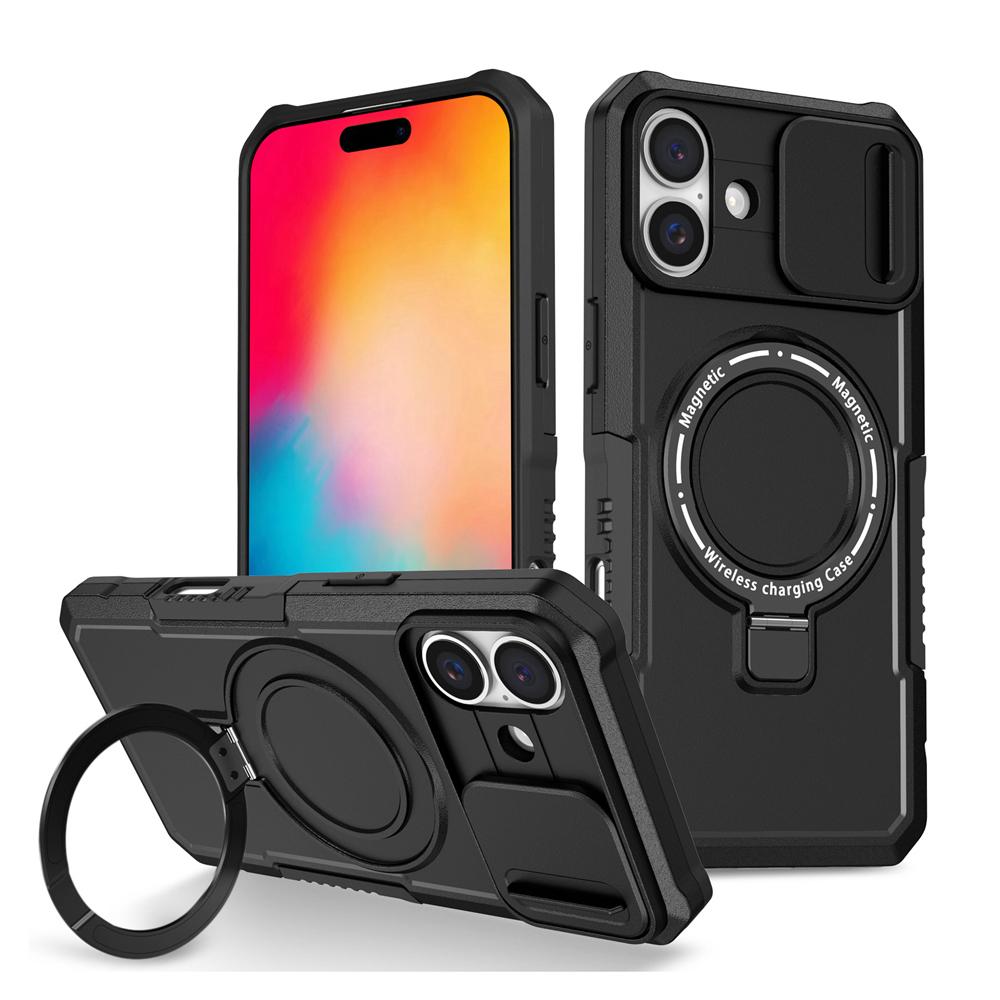 KEYSION Чехол-подставка с магнитным кольцом для MagSafe для iPhone 16 Pro Max Slide Camera Protection Противоударный чехол для телефона iPhone 16