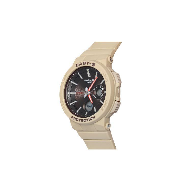 Casio Серия Baby-G Классические Круглый Циферблат Водонепроницаемые Спортивные Кварцевые Часы Ремешок из Смолы Женские часы Коричневые BGA-255-5A